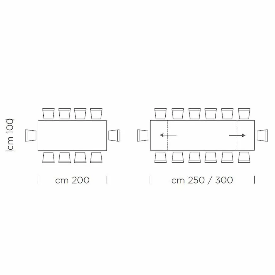 Udtrækkeligt spisebord op til 300 cm i Laminat Made in Italy - Grotta Viadurini