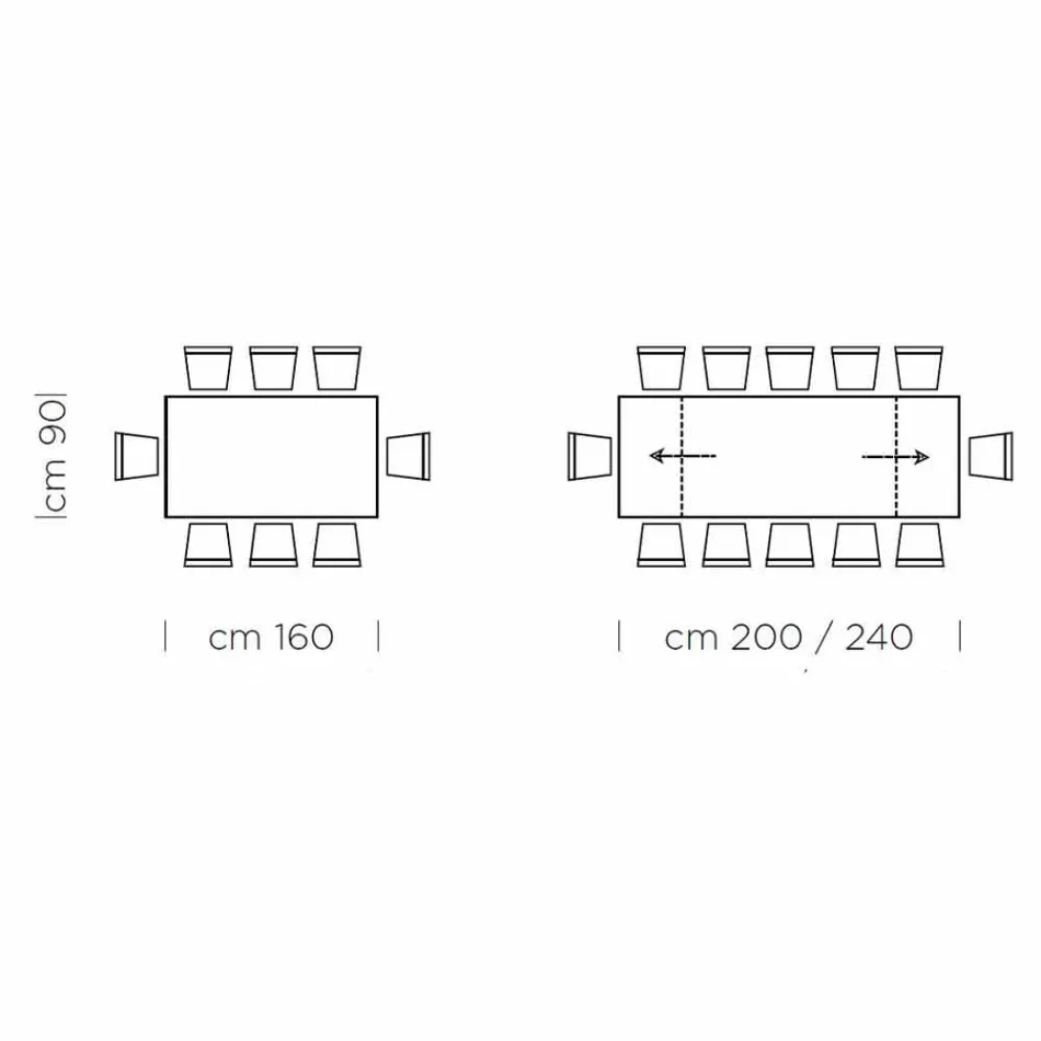 Udtrækkeligt spisebord op til 300 cm i Laminat Made in Italy - Settimmio Viadurini