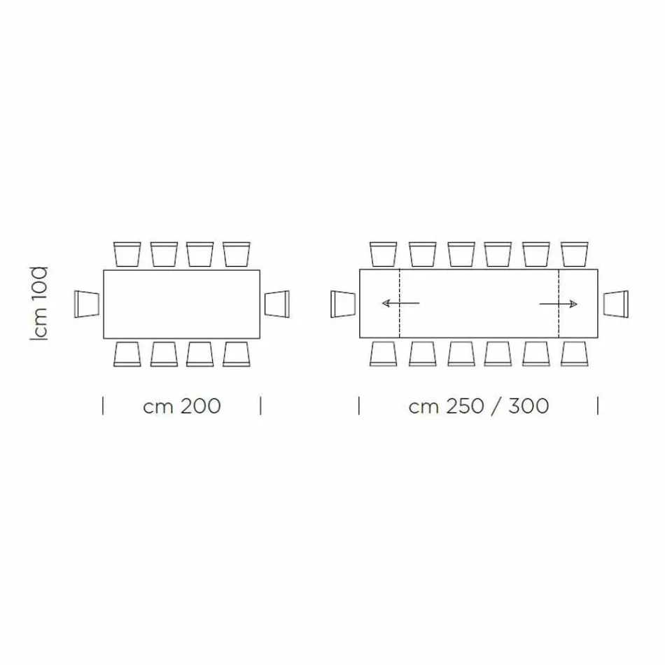 Udtrækkeligt spisebord op til 300 cm i Laminat Made in Italy - Settimmio Viadurini