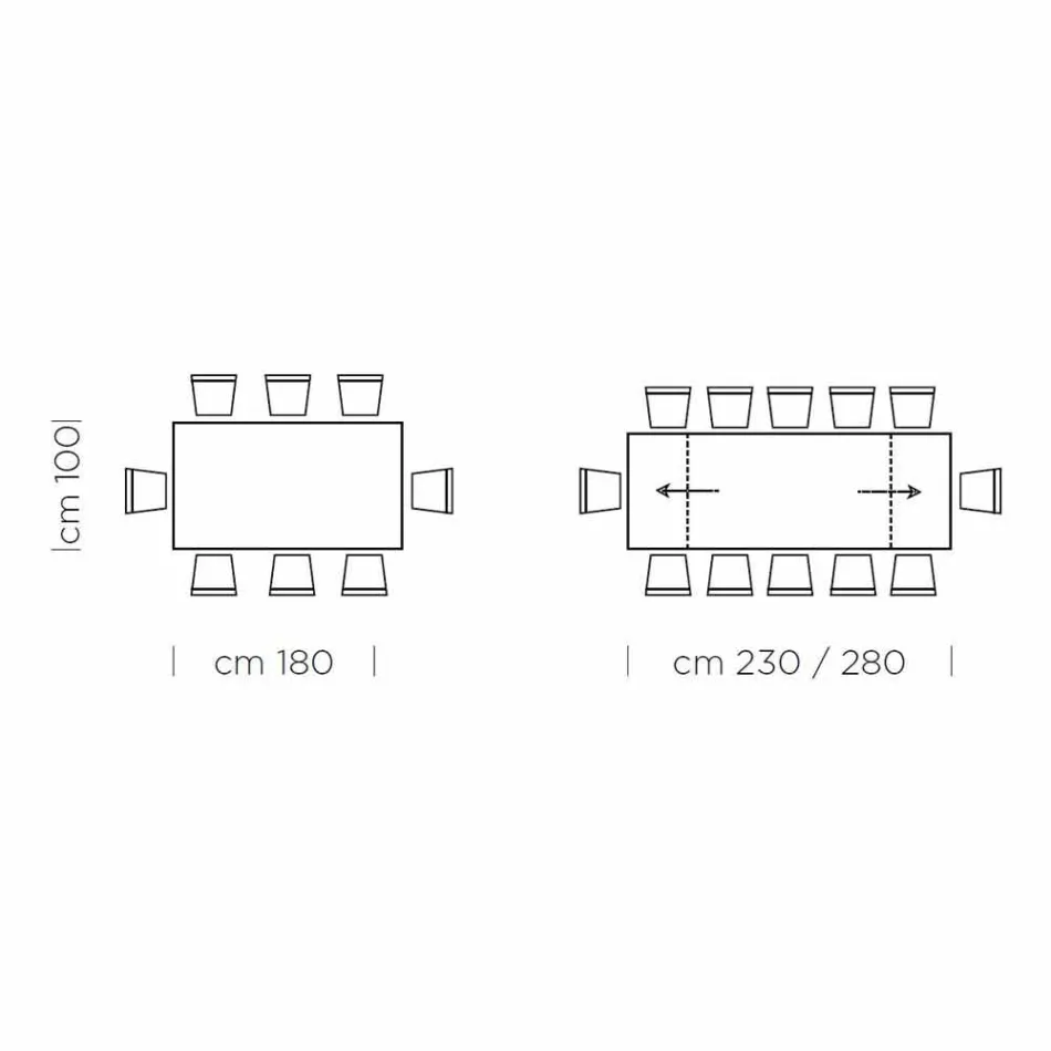 Udtrækkeligt spisebord op til 300 cm i Laminat Made in Italy - Settimmio Viadurini