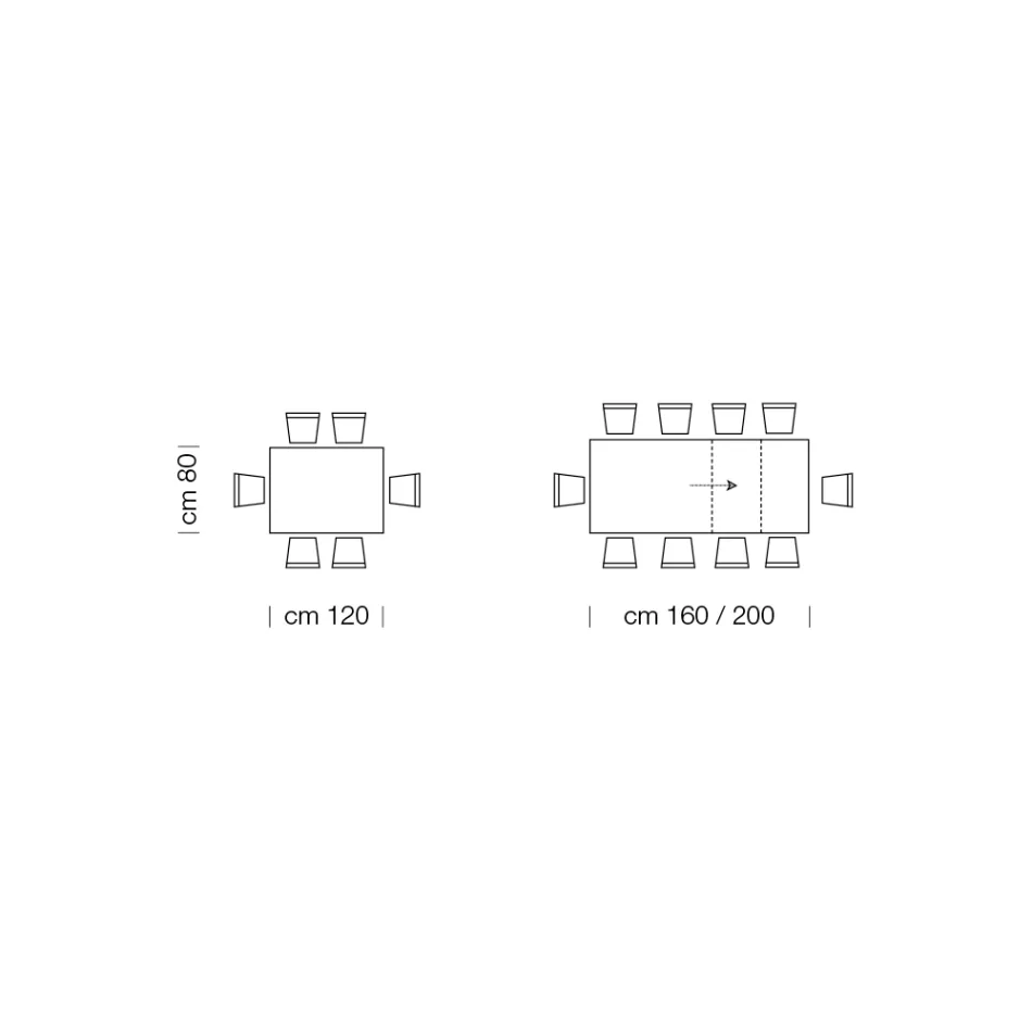 Udtrækkeligt spisebord op til 310 cm i melamin Made in Italy - Halvfjerdserne Viadurini