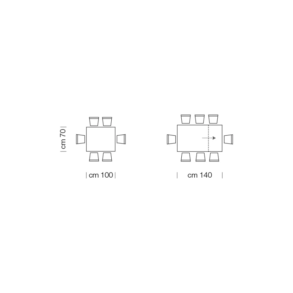 Udtrækkeligt spisebord op til 310 cm i melamin Made in Italy - Halvfjerdserne Viadurini