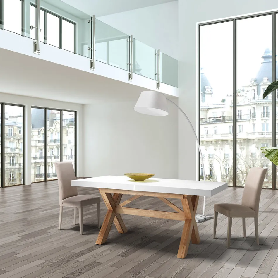 Udtrækbart spisebord Op til 315 cm i massivt træ - Massimo Viadurini