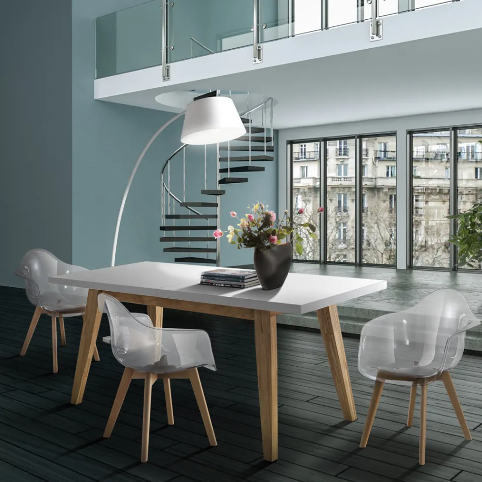 Udtrækbart spisebord Op til 315 cm i Mdf og massivt træ - Paolo Viadurini