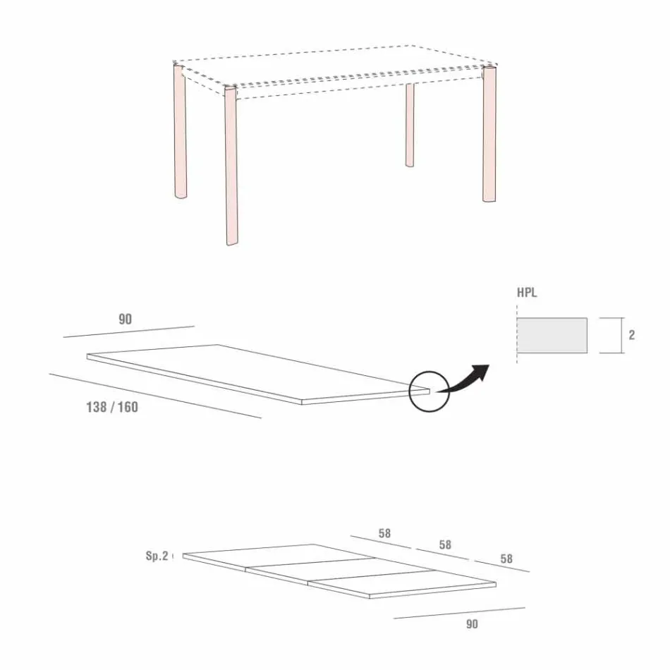 Udtrækkeligt spisebord Op til 334 cm træeffekt fremstillet i Italien - maltesisk Viadurini