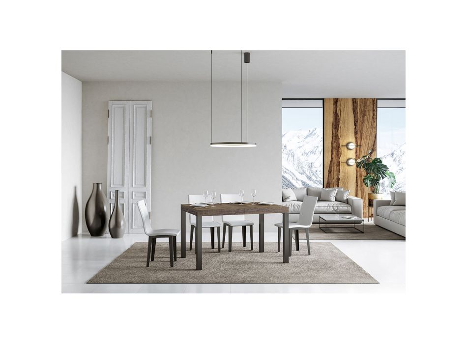 Udtrækkeligt spisebord op til 440 cm i træ og jern Made in Italy - Foxy Viadurini