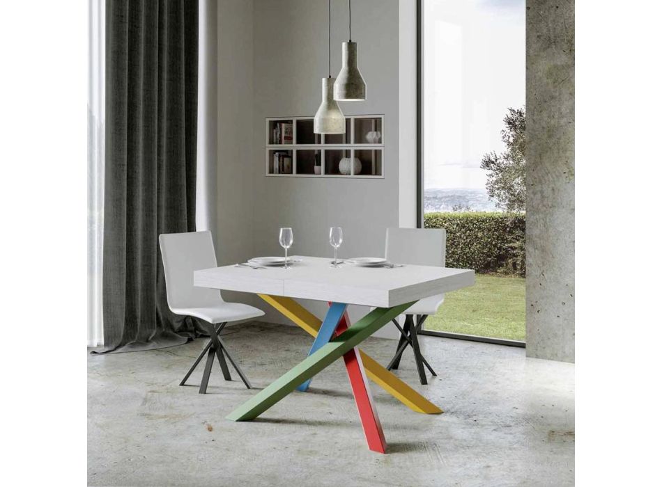 Udtrækkeligt spisebord op til 440 cm træplade lavet i Italien - Boan Viadurini