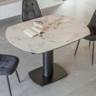 Udtrækkeligt spisebord i keramik og metalbund - Indira Viadurini
