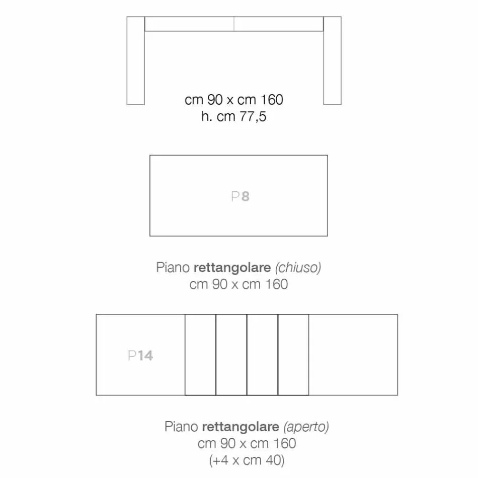 Udvideligt spisebord i melamin træ lavet i Italien, Okay Viadurini