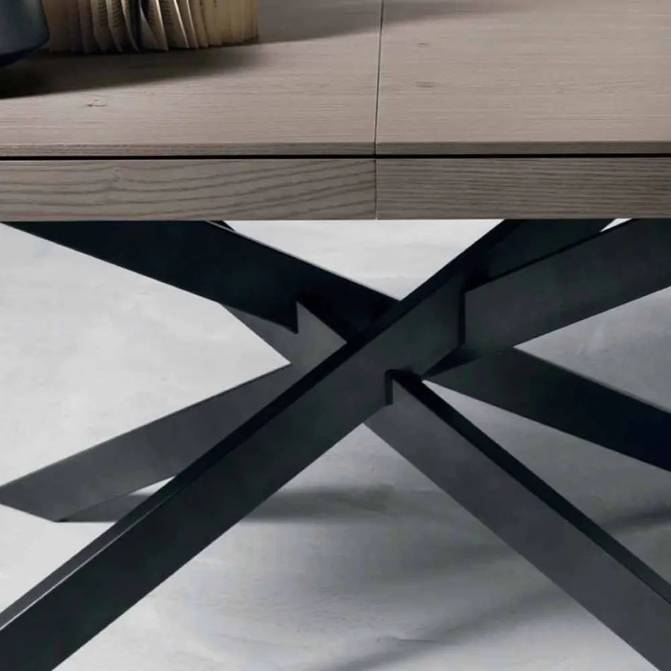 Udvideligt spisebord i egetræ L315cm lavet i Italy Oncino Viadurini