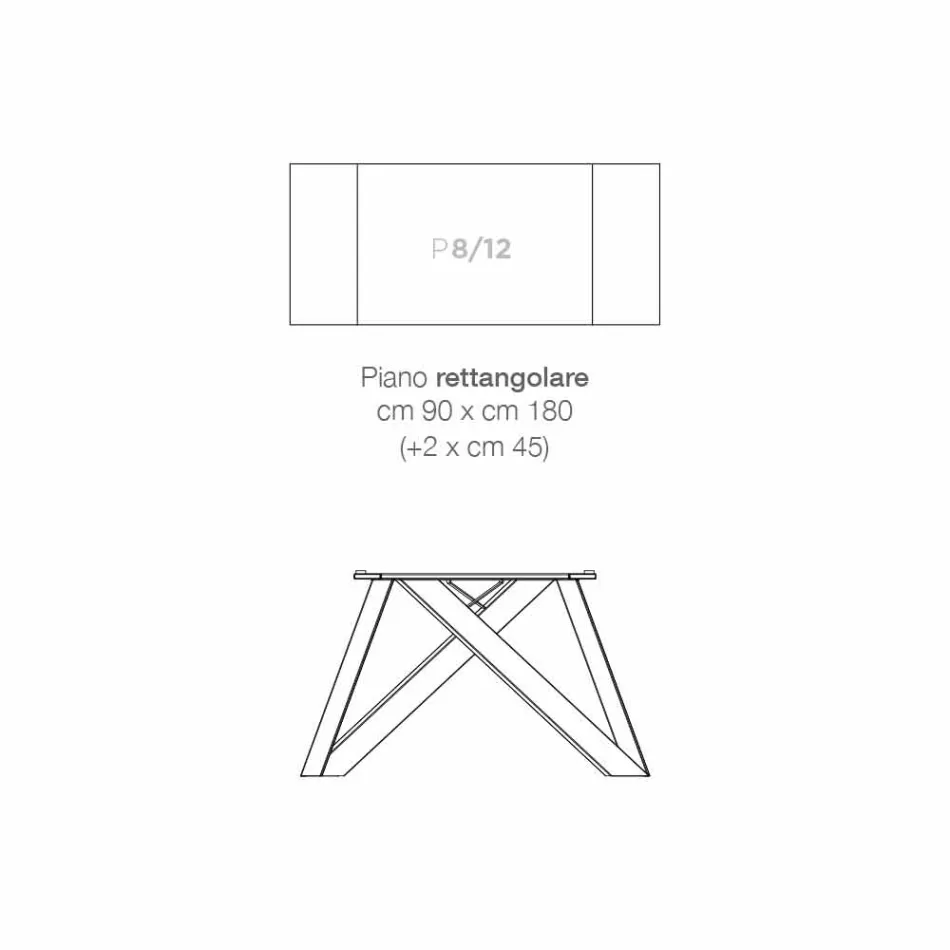 Udvideligt keramisk glas spisebord lavet i Italien, Wilmer Viadurini