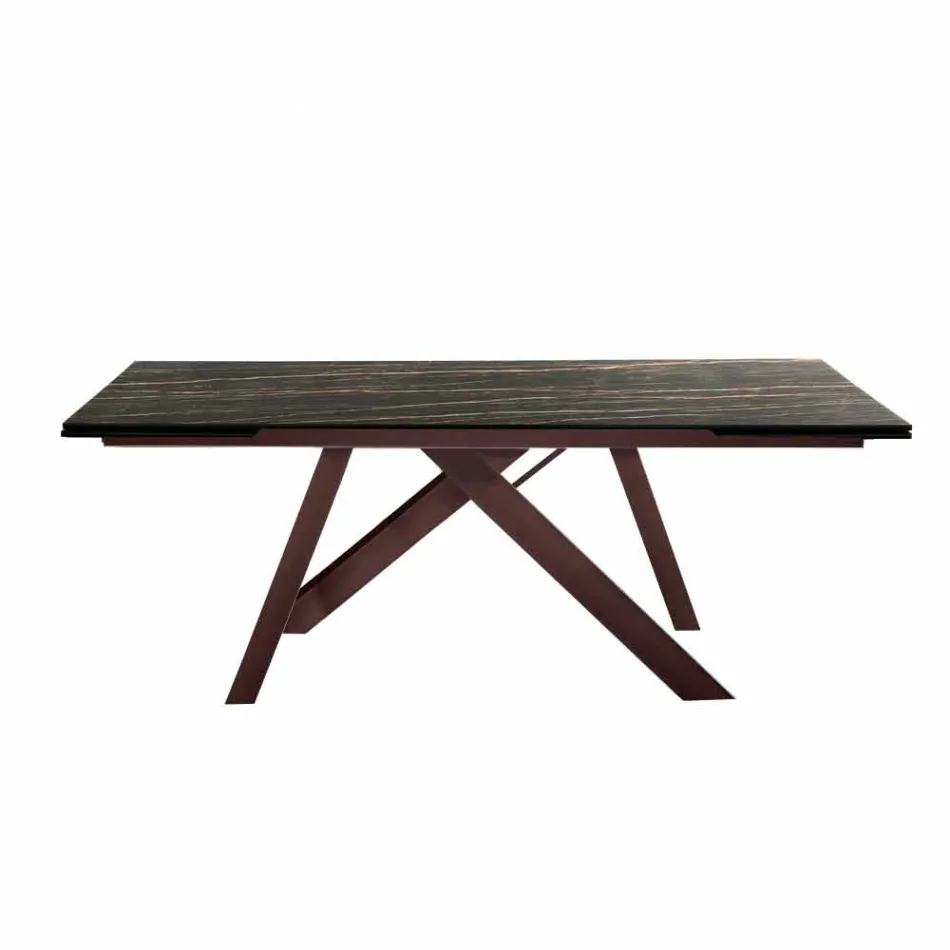 Udvideligt spisebord i glas-keramik lavet i Italien, Wilmer Viadurini