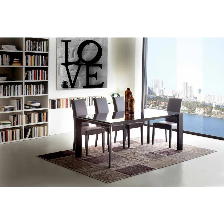 Udvideligt spisebord, hærdet glasplade - Faleria Viadurini