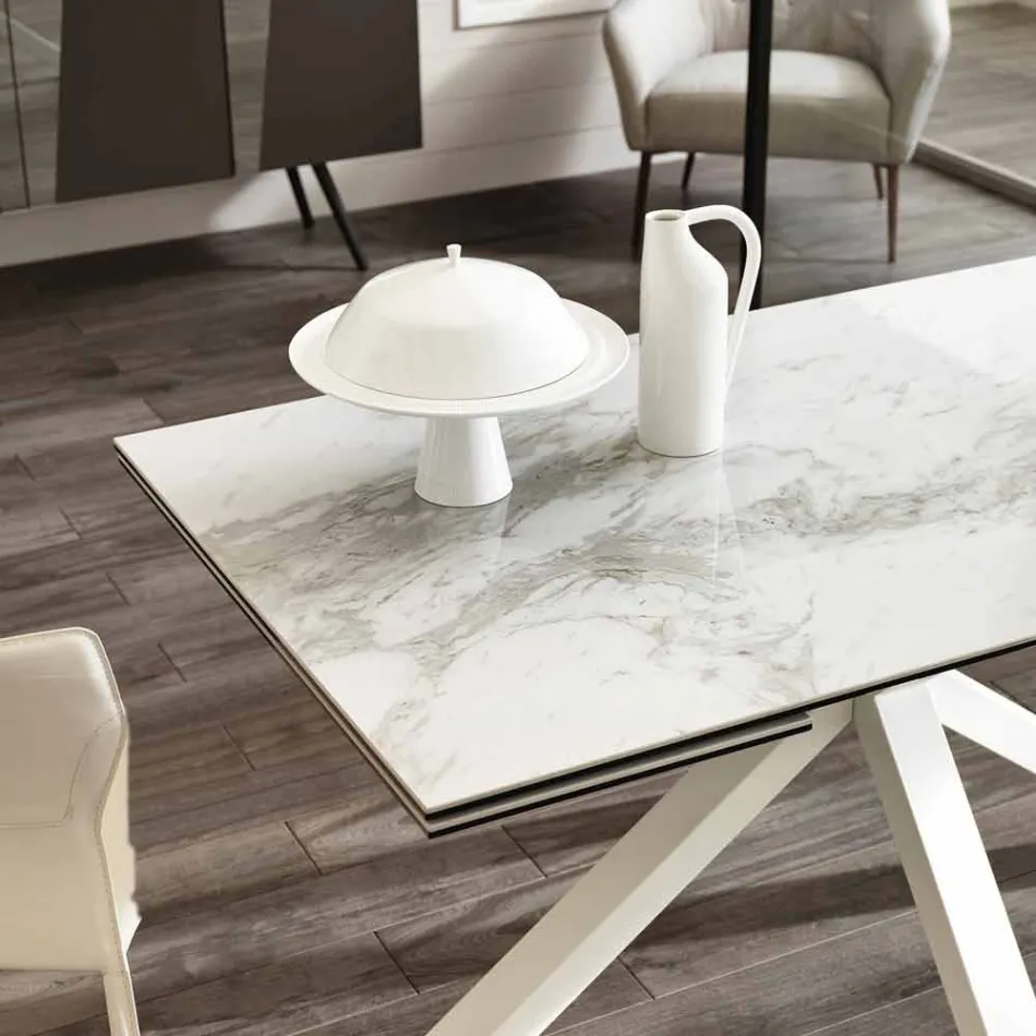 Spisning glas-keramiske udtræksbord, L.160 / 240xp.90 cm, Bacchus Viadurini
