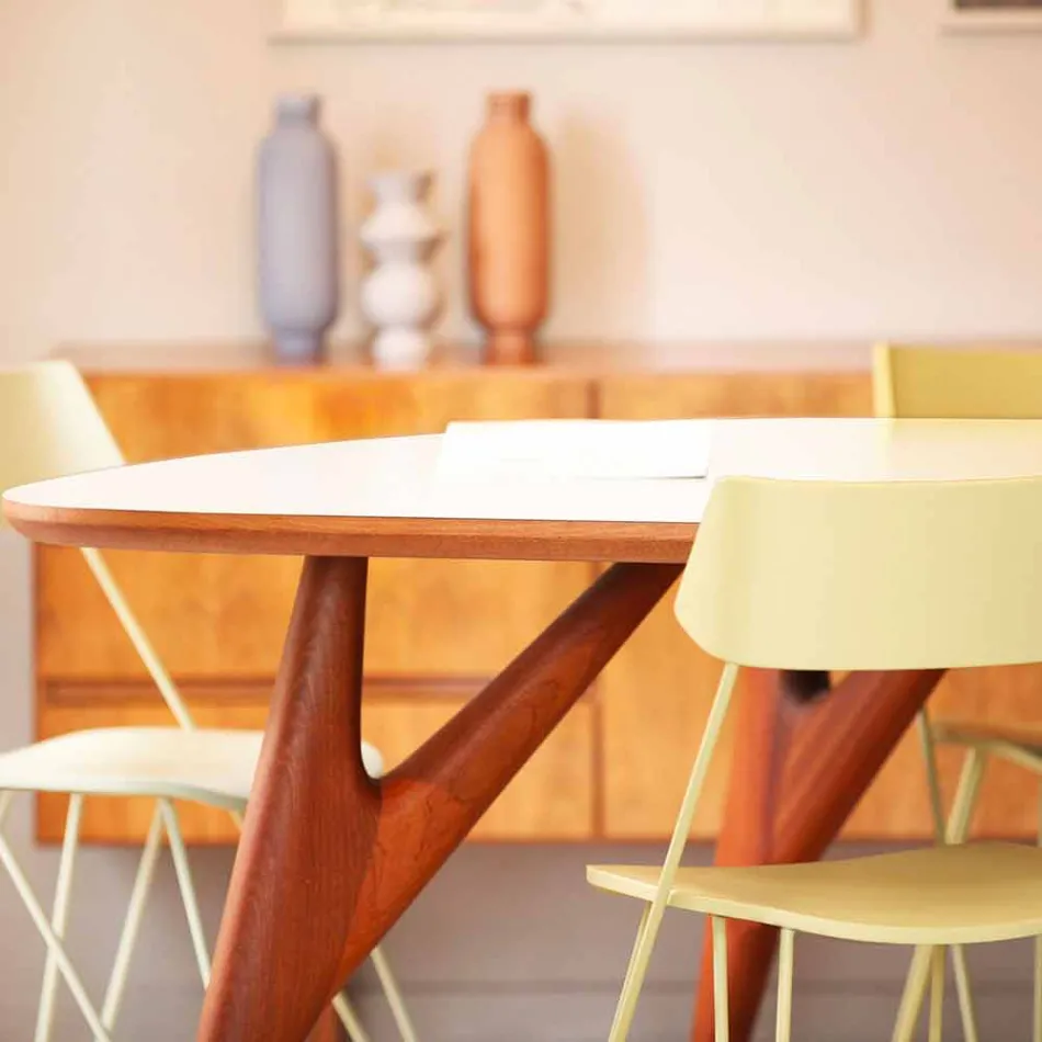 Håndlavet spisebord i Hpl og massiv mahogni Fremstillet i Italien - Eg Viadurini