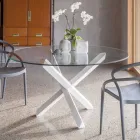 Spisebord med bund i massiv bøg og plade af hærdet glas - stedsegrøn Viadurini