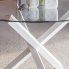 Spisebord med bund i massiv bøg og plade af hærdet glas - stedsegrøn Viadurini