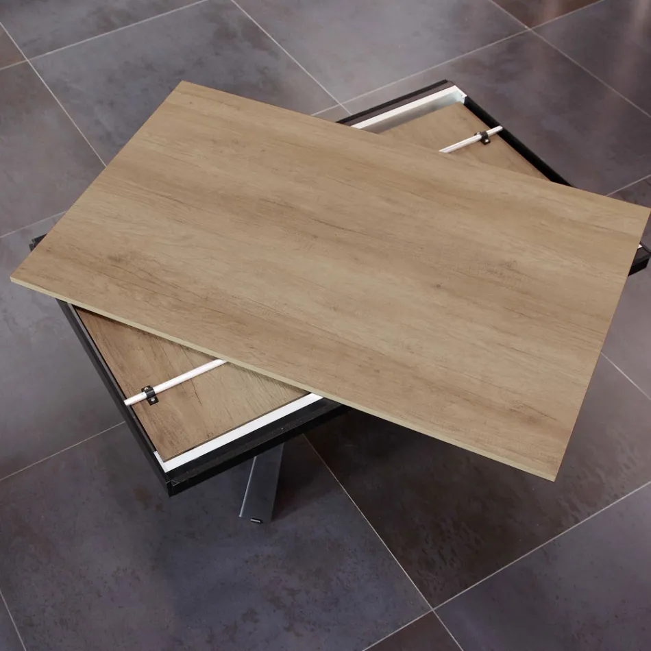 Spisebord, der udvider og udvider i melamin og metal - Devendra Viadurini