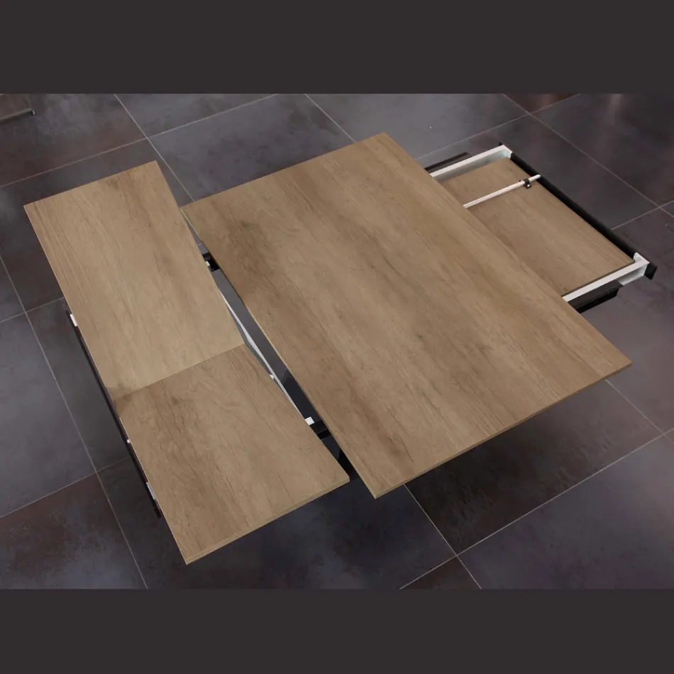 Spisebord, der udvider og udvider i melamin og metal - Devendra Viadurini