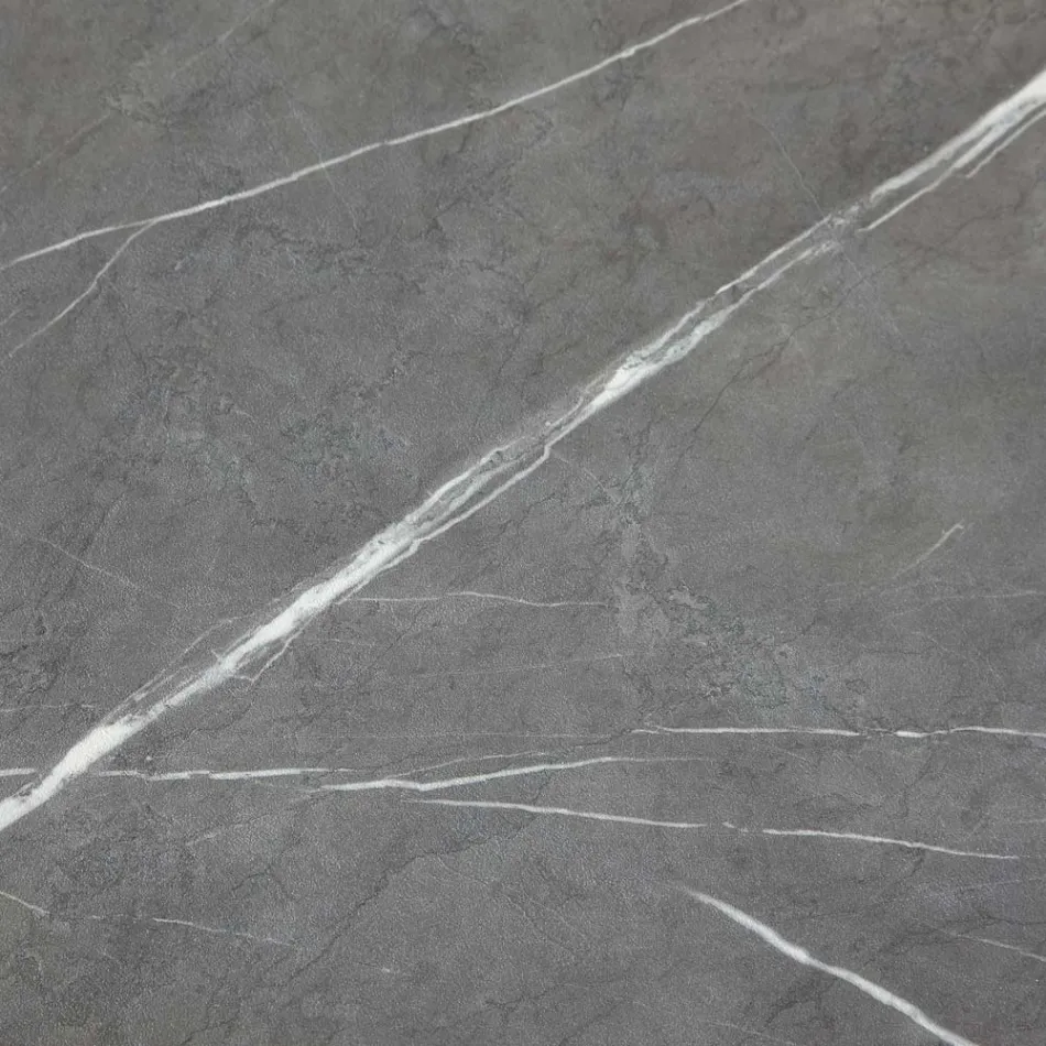 Spisebord, der udvider og udvider i melamin og metal - Devendra Viadurini