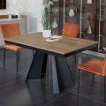 Spisebord, der udvider og udvider i melamin og metal - Devendra