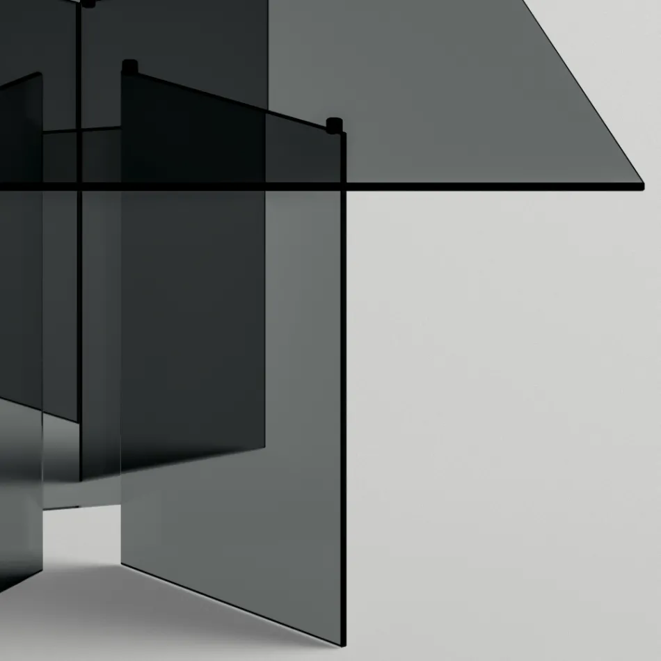 Spisebord med bund og rektangulær glasplade lavet i Italien - Thommy Viadurini