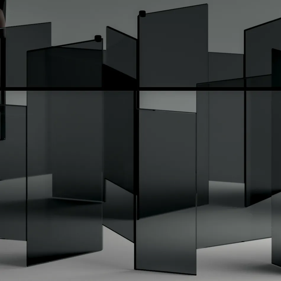 Spisebord med bund og rektangulær glasplade lavet i Italien - Thommy Viadurini