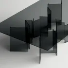 Spisebord med bund og rektangulær glasplade lavet i Italien - Thommy Viadurini