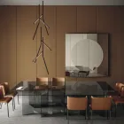 Spisebord med bund og rektangulær glasplade lavet i Italien - Thommy Viadurini