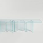 Spisebord med bund og rektangulær glasplade lavet i Italien - Thommy Viadurini
