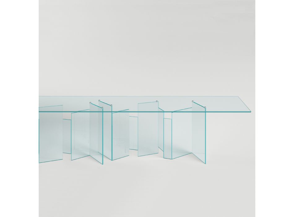 Spisebord med bund og rektangulær glasplade lavet i Italien - Thommy Viadurini