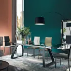 Spisebord med udtrækbar glasplade lavet i Italien - Antimo Viadurini