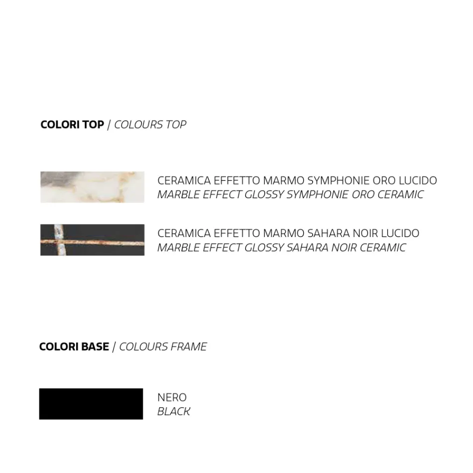 Spisebord med marmoreffekt keramisk plade lavet i Italien - Mirco Viadurini