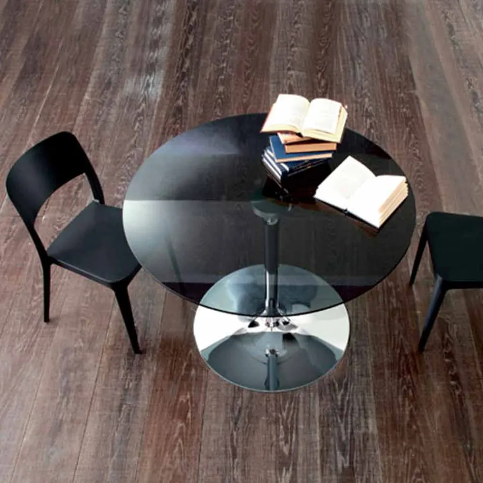 Spisebord med krystal top og forkromet fod lavet i Italien - Tallio Viadurini