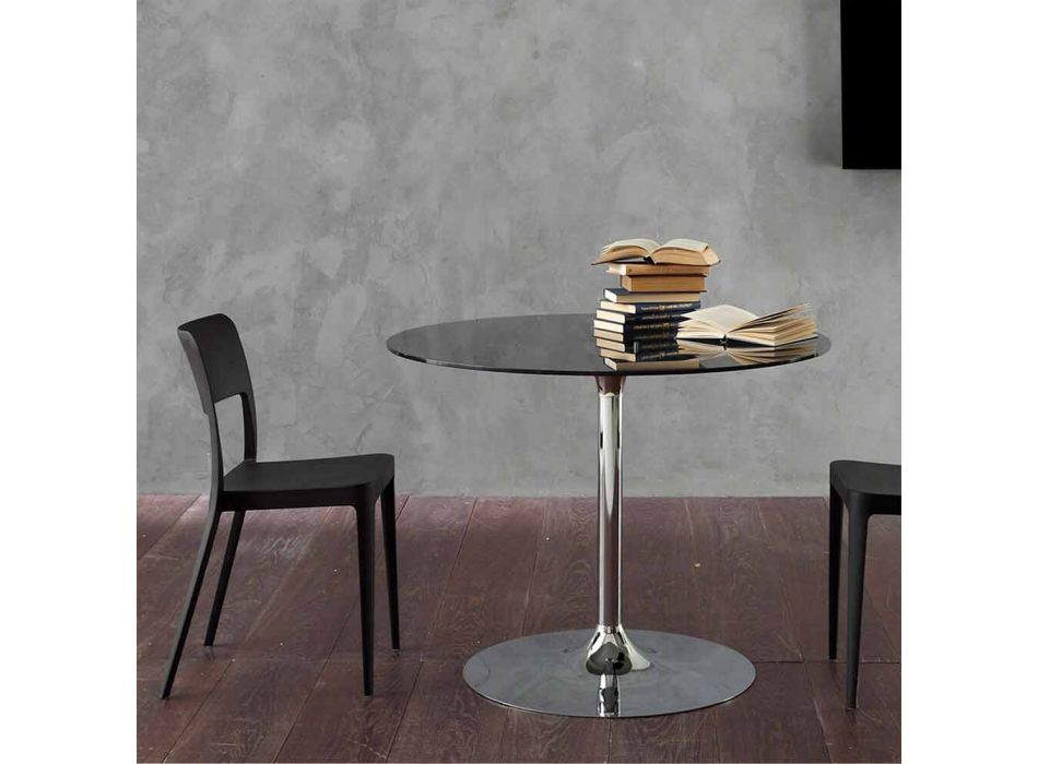 Spisebord med krystal top og forkromet fod lavet i Italien - Tallio Viadurini