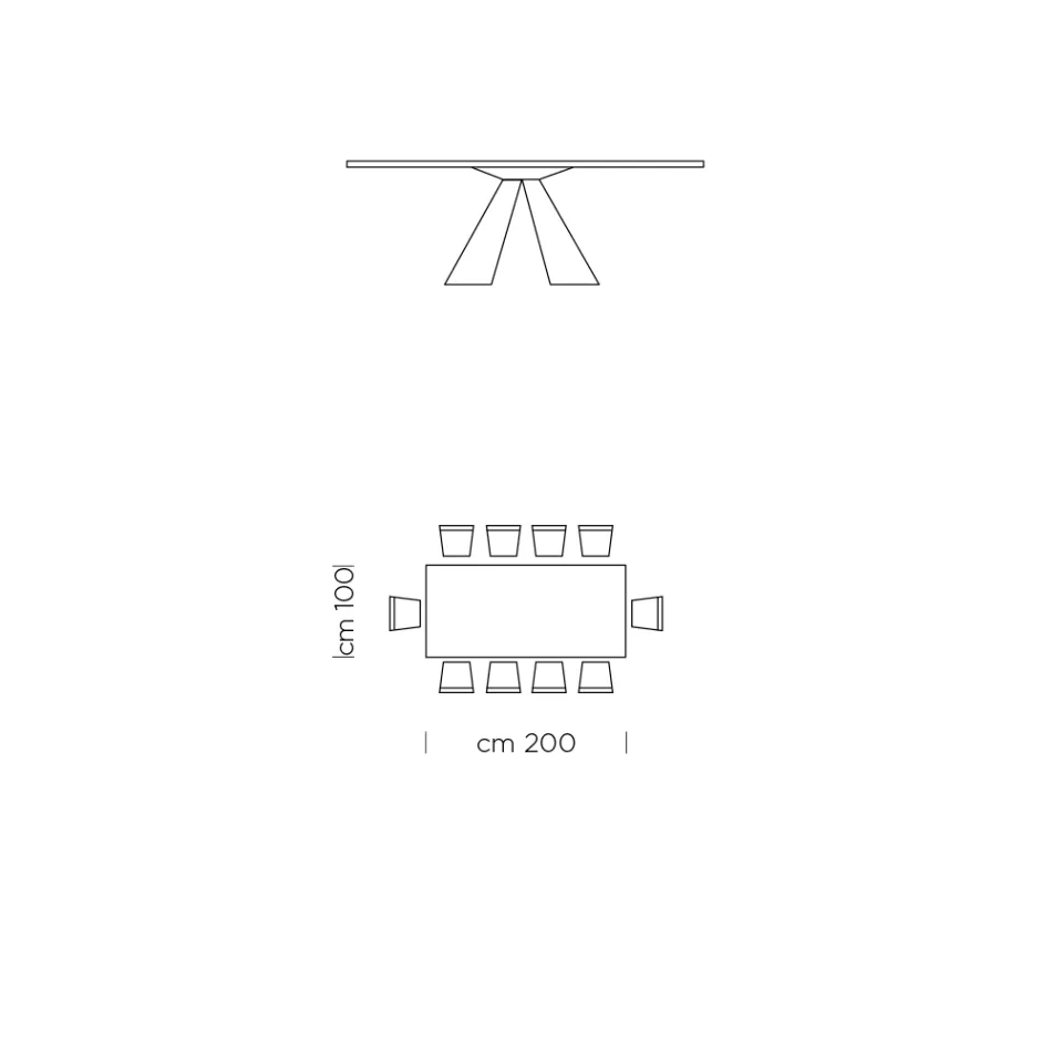 Spisebord med Fenix-plade og stålunderlag Lavet i Italien - Dalmatiner Viadurini