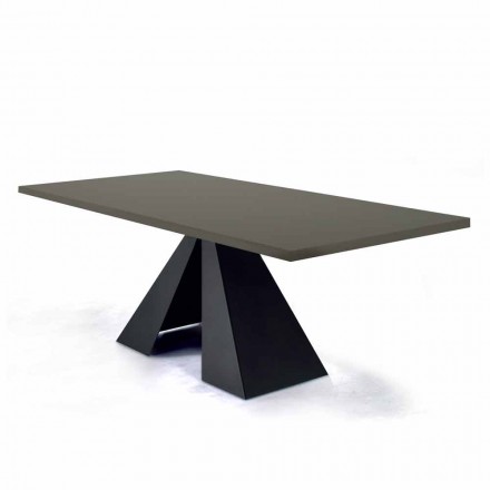 Spisebord med Fenix-plade og stålunderlag Lavet i Italien - Dalmatiner Viadurini