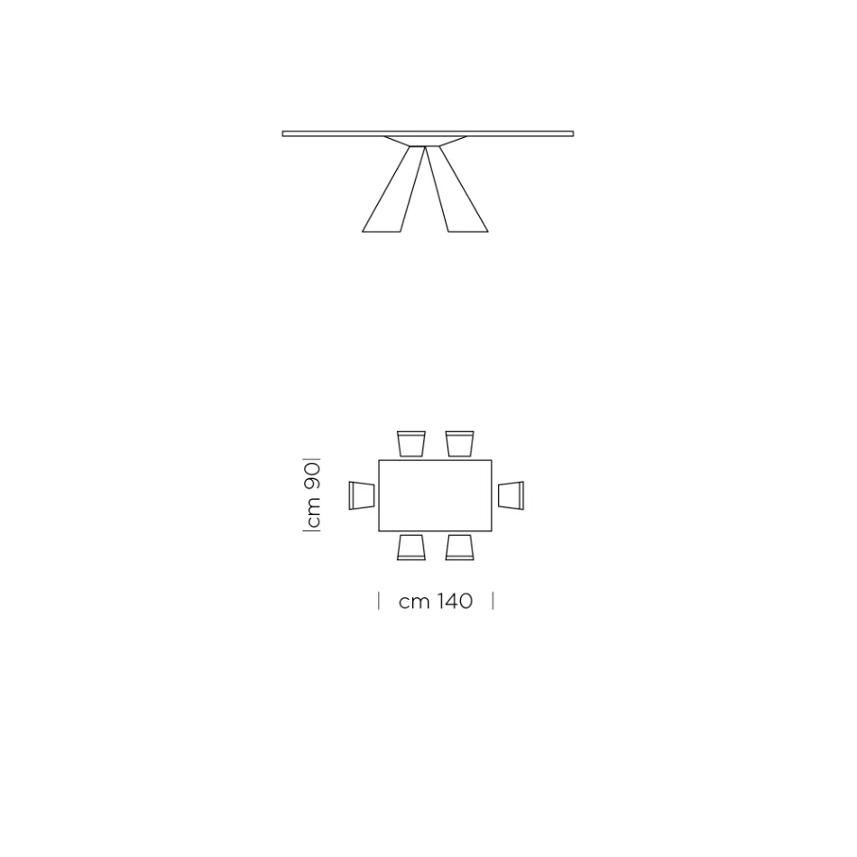 Spisebord med Fenix-plade og stålunderlag Lavet i Italien - Dalmatiner Viadurini