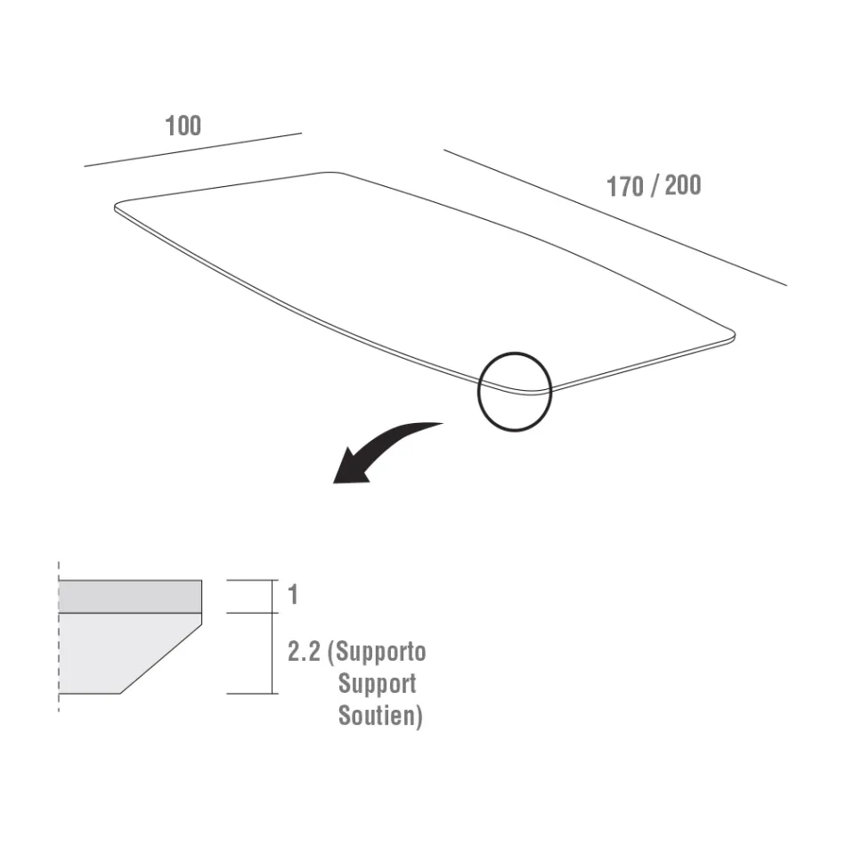 Spisebord med Hpl-top og metalbase fremstillet i Italien - Aresto Viadurini