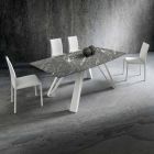 Spisebord med Hpl-top og metalbase fremstillet i Italien - Aresto Viadurini