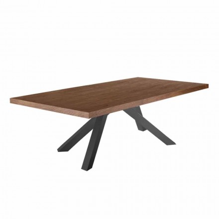 Spisebord med fineret træplade lavet i Italien - Settimmio Viadurini