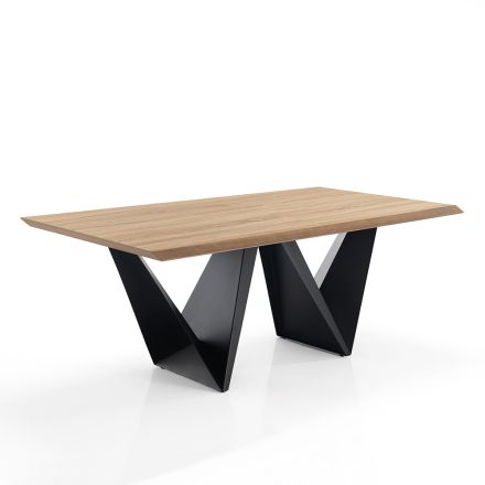 Spisebord med plade i Mdf Fineret egetræ - Helene Viadurini