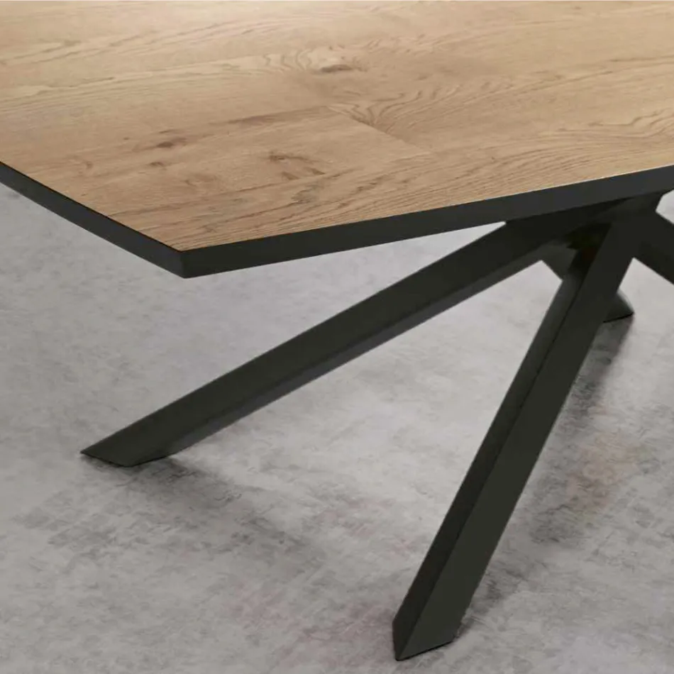 Spisebord med egefinerplade Lavet i Italien - Antonino Viadurini