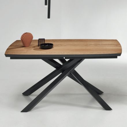 Spisebord med egefineret plade lavet i Italien - Antonino Viadurini