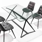 Spisebord med gennemsigtig hærdet glasplade - Thor Viadurini