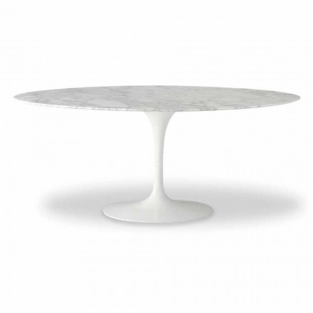 Spisebord med oval marmorplade fremstillet i Italien - Superb Viadurini