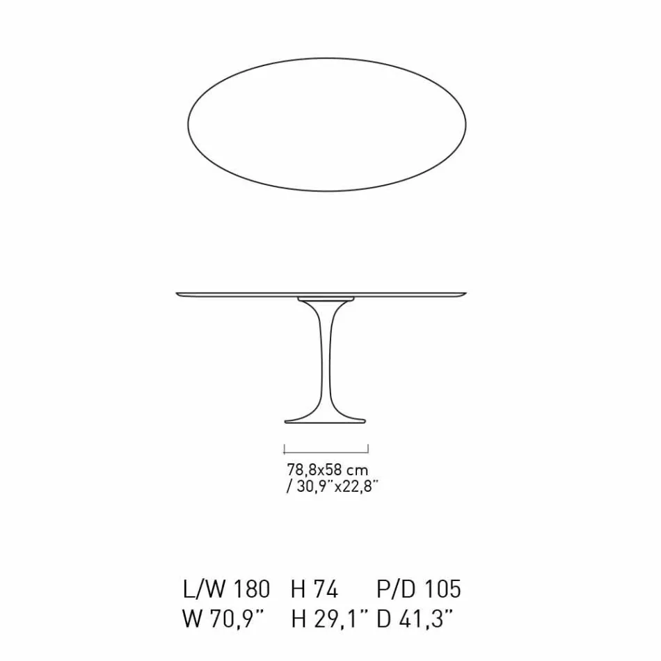 Spisebord med oval marmorplade fremstillet i Italien - Superb Viadurini