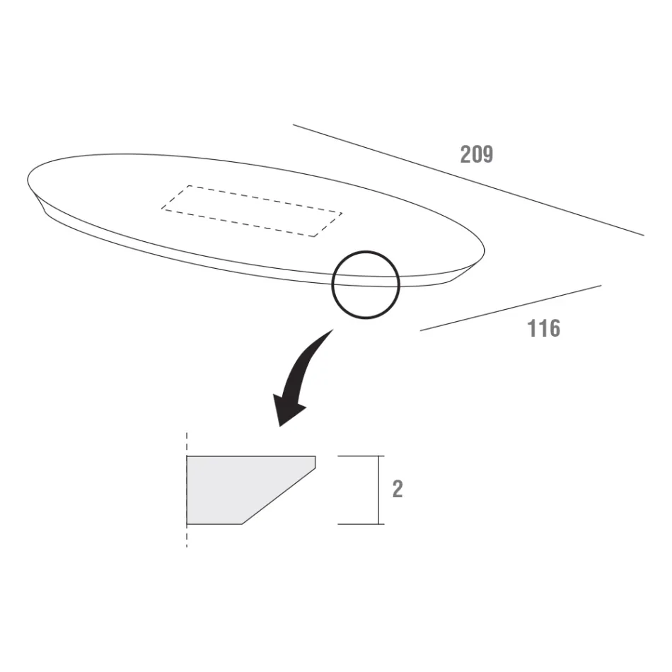 Spisebord med oval krydsfinerplade lavet i Italien - Brontolo Viadurini