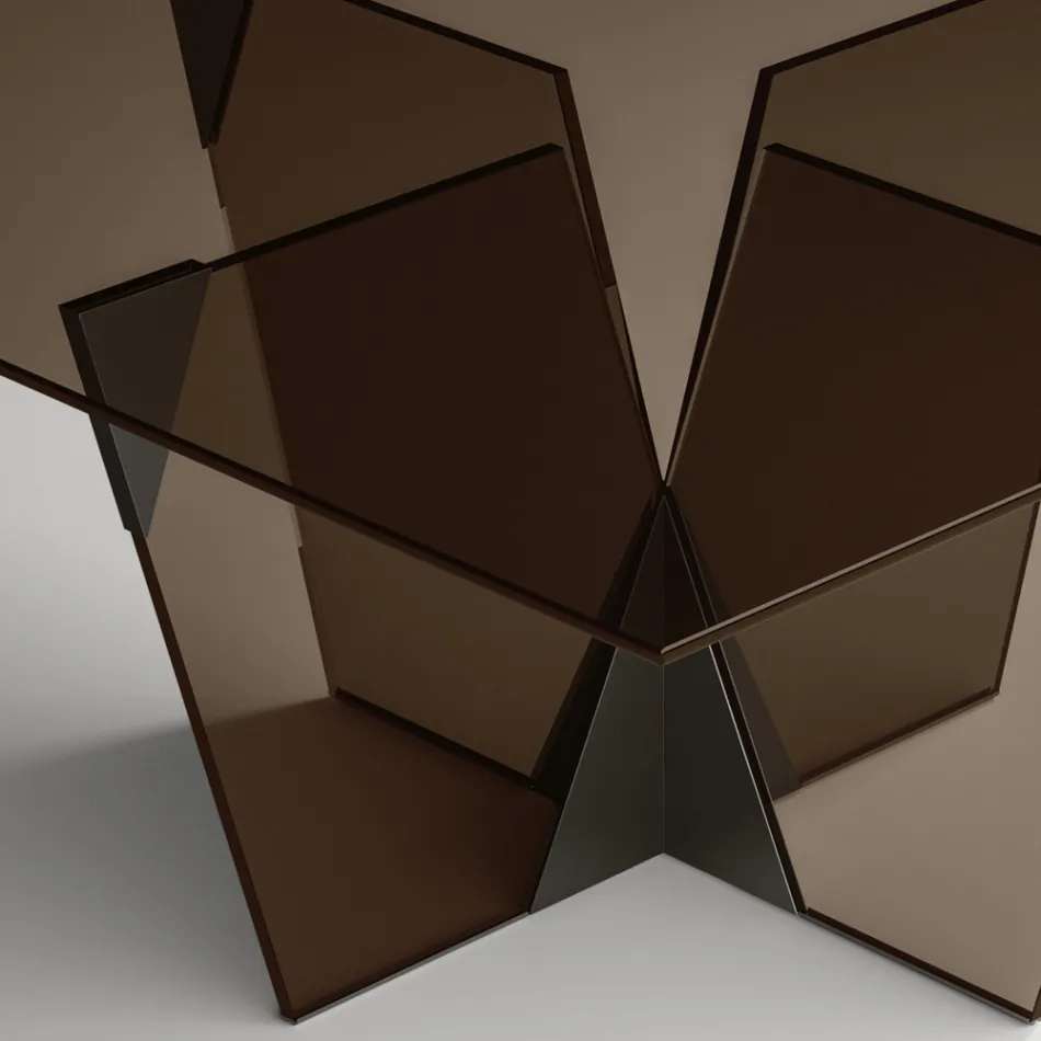 Spisebord med firkantet plade og glasunderlag Lavet i Italien - Tiseo Viadurini