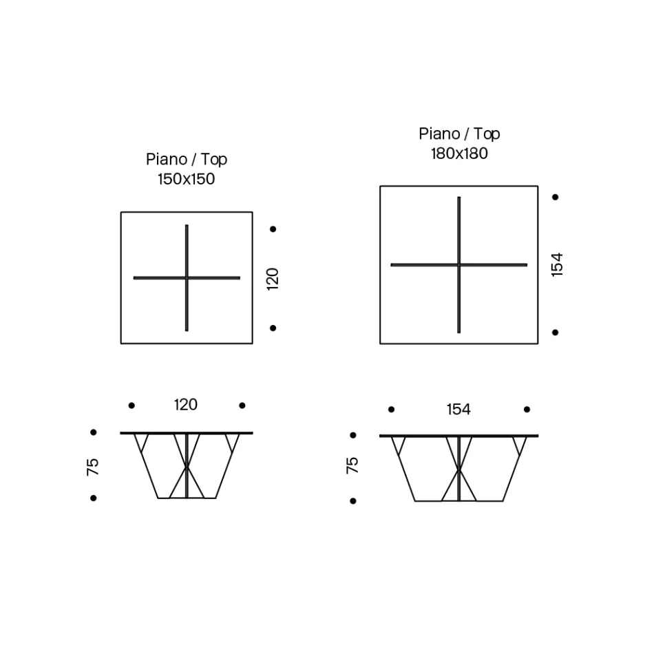Spisebord med firkantet plade og glasunderlag Lavet i Italien - Tiseo Viadurini